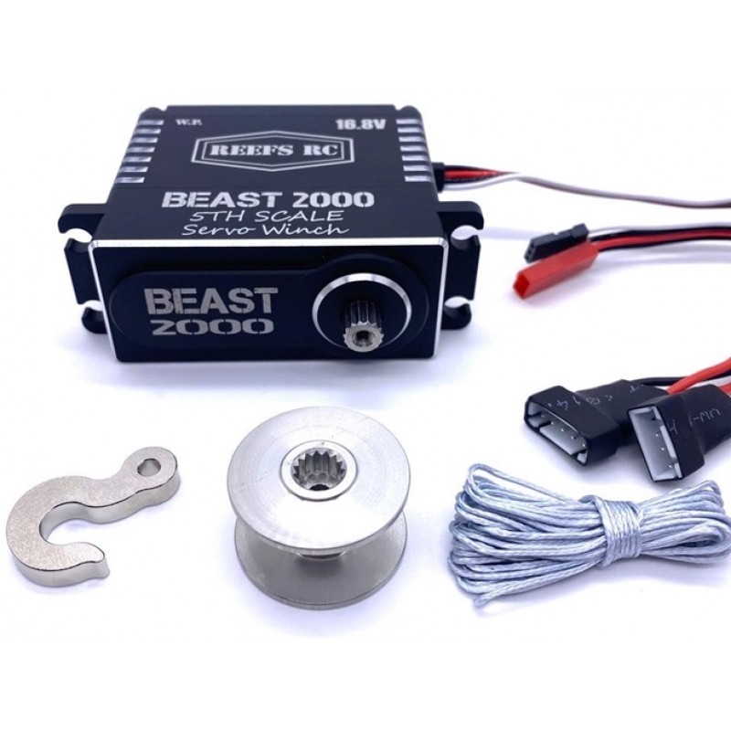 Reef's RC Beast 2000 1/5 Servo Winch w/ Spool, Hook, Line, 3S & 4S